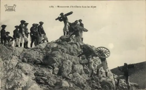 Ak Chambery Savoie, Artilleriemanöver in den Alpen 1789