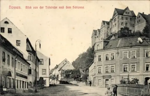 Ak Nossen in Sachsen, Blick von der Talstraße nach dem Schlosse