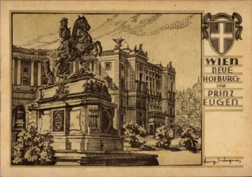 Wappen Künstler Ak Wien 1 Innere Stadt, Hofburg, Prinz Eugen Denkmal