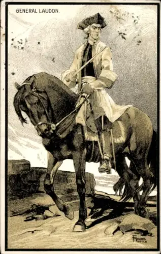 Künstler Ak Österreichischer Feldherr Gideon Ernst von Laudon, Ges. vom österr. Silbernen Kreuze