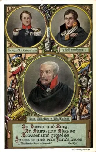Künstler Ak Fürst Blücher von Wahlstatt, Neidhardt von Gneisenau, von Scharnhorst, Tuck 932