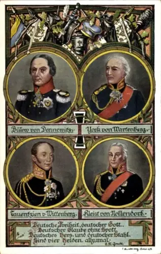 Ak Bülow von Dennewitz, York von Wartenburg, Tauentzien von Wittenberg, Kleist von Nollendorf