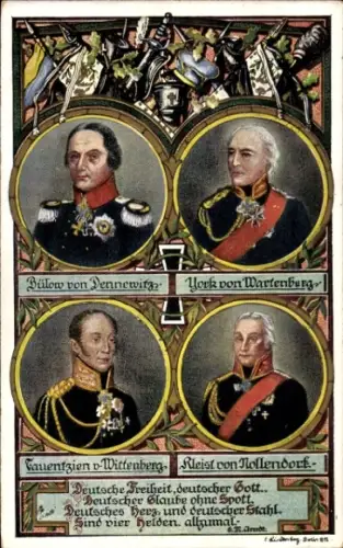 Ak Bülow von Dennewitz, York von Wartenburg, Tauentzien von Wittenberg, Kleist von Nollendorf
