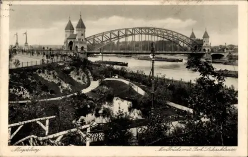 Ak Rotehorn Magdeburg an der Elbe,  Nordbrücke, Lukasklause, Park