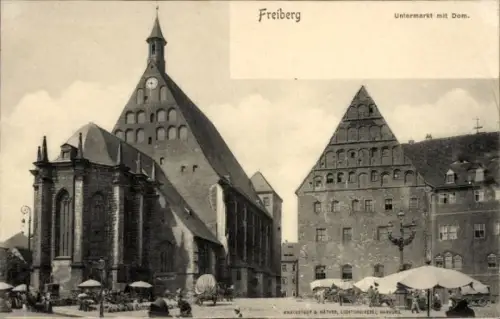 Ak Freiberg in Sachsen, Untermarkt mit Dom