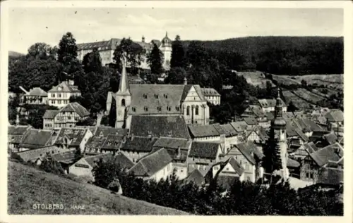 Ak Stolberg im Harz,  Schloss Stolberg, Stadtkirche, Ortsansicht