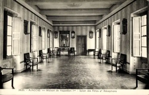 Ak Ajaccio Corse du Sud,  Maison de Napoléon Ier, Salon des Fêtes et Réceptions