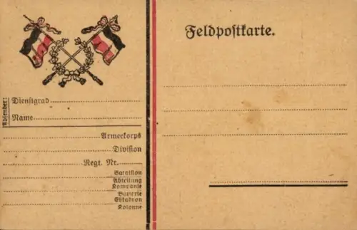 Ak Zwei gekreuzte Flaggen des Deutschen Kaiserreichs, Eichenkranz