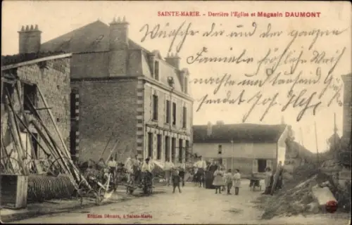 Ak Sainte Marie Frankreich, Rückseite der Kirche, Magasin Daumont