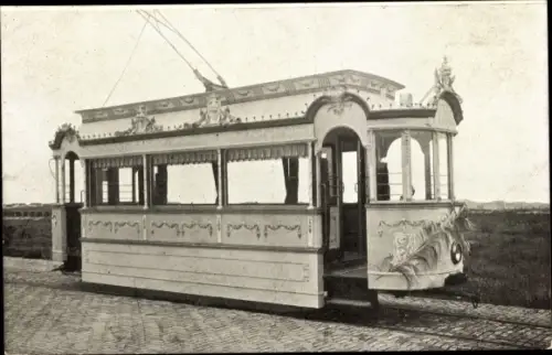Ak Scheveningen Den Haag Südholland, De Directiewagen, Wedstrijd vor versierde Tramwagens
