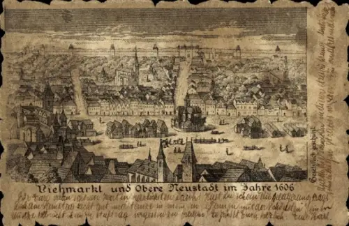 Künstler Ak Praha Prag Tschechien, Viehmarkt und Obere Neustadt im Jahre 1606