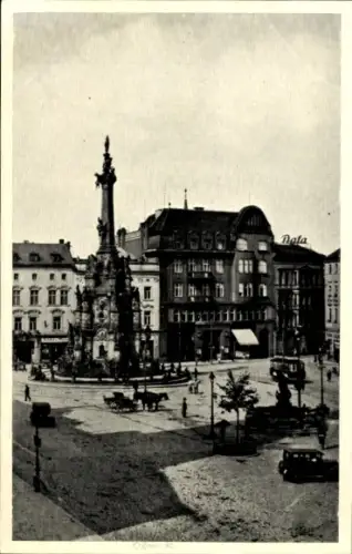 Ak Olomouc Olmütz Stadt, Masarykplatz mit der Dreifaltigkeitssäule
