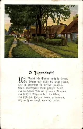 Gedicht Ak O Jugendzeit, Dorfweg