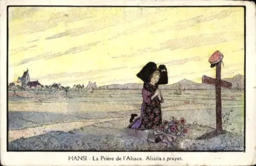 Künstler Ak Hansi, Jean Jacques Waltz, Das Gebet des Elsass