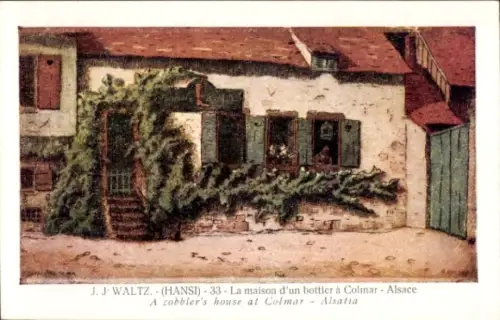 Künstler Ak Hansi / Jean Jacques Waltz, Colmar Kolmar, La Maison d'un bottier