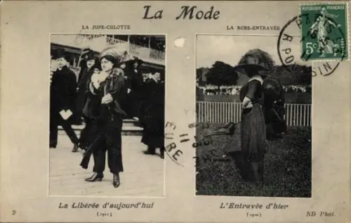 Ak Damenmode im Wandel der Zeit, Hosenanzug
