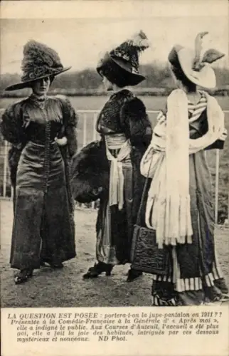 Ak La Question est posee, la Jupe Culotte, Frauen in Hosenanzügen