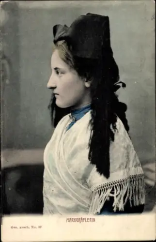 Ak Markgräflerin, Frau in Volkstracht aus dem Schwarzwald