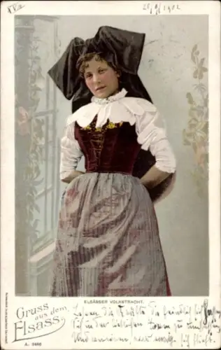 Ak Junge Frau in Elsässer Volkstracht