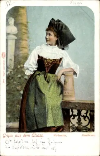 Ak Junge Frau in Elsässer Volkstracht