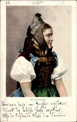 Ak Schwarzwald, Schwarzwälderin in Sonntagstracht, Portrait