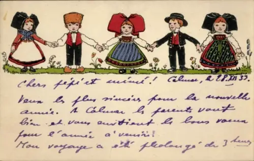Künstler Ak Hansi Jean Jacques Waltz, Elsässer, Kinder in Trachten