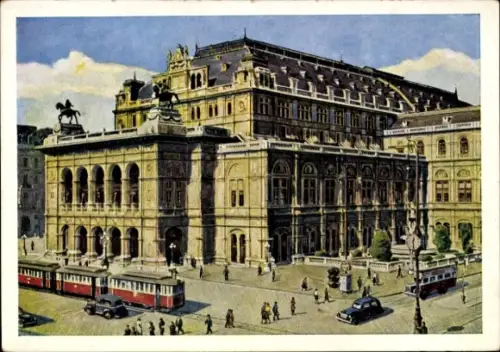 Ak Wien, Staatsoper, Straßenbahn