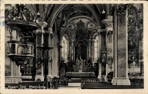 Ak Absam in Tirol,  Tirol, Pfarrkirche, Innenansicht, religiöse Kunst, Altäre