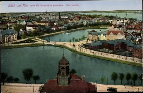 Ak Kiel in Schleswig Holstein, Blick auf die Stadt v. Rathausturm gesehen, Nordseite