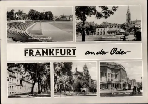 Ak Frankfurt a.d. Oder, Veteranenclubhaus, Stadion der Freundschaft, Gertraudenplatz, Karl Marx Str.