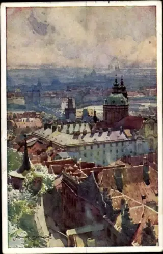Künstler Ak Setelik, J., Praha Prag Tschechien, Vue prise du nouvel escalier du Chateau