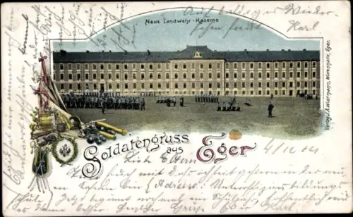 Litho Cheb Eger Region Karlsbad, Neue Landwehr-Kaserne