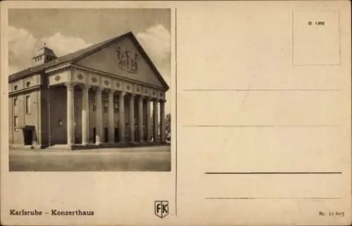 Ak Karlsruhe in Baden, Konzerthaus