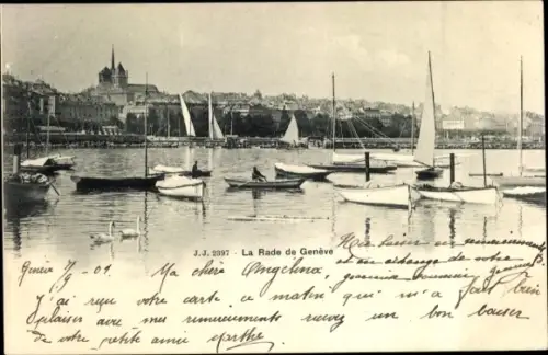 Ak Genève Genf Schweiz, La Rade, Boote