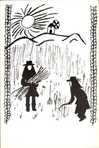 Ak Solidarität mit Portugal, Heuernte