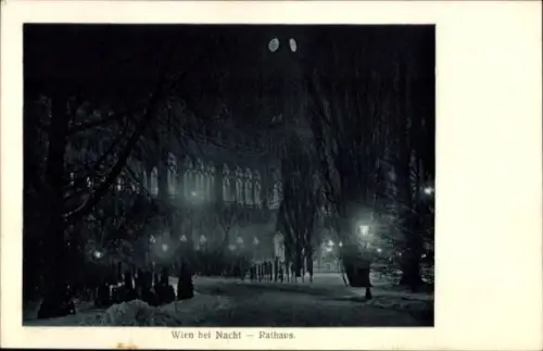 Ak Wien 1 Innere Stadt, Rathaus bei Nacht