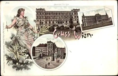 Litho Wien, Brücke, Akademie, Justizpalast