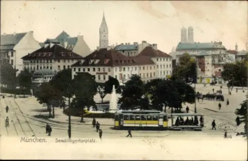 Ak München, Sendlingertorplatz, Straßenbahn