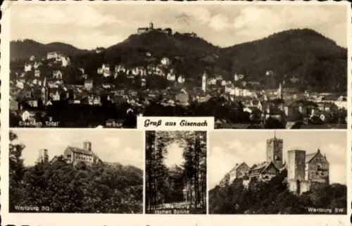 Ak Lutherstadt Eisenach Thüringen, Gesamtansicht, Wartburg, Blick v. d. Hohen Sonne