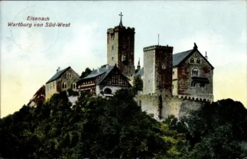 Ak Lutherstadt Eisenach in Thüringen, Kuranstalt Hainstein,  Wartburg von Süd-West