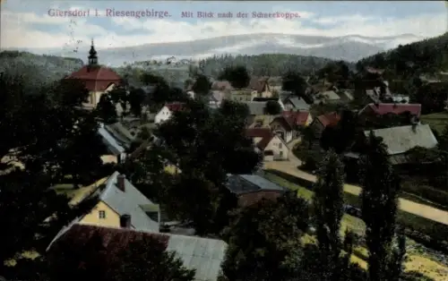 Ak Podgórzyn Giersdorf Riesengebirge Schlesien, Gesamtansicht, Schneekoppe