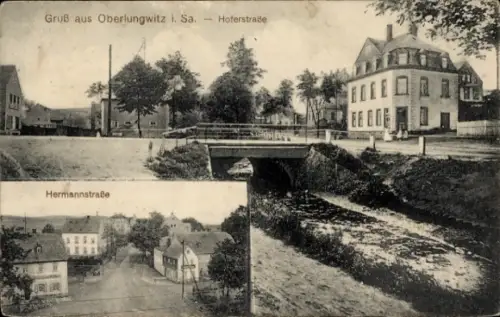 Ak Oberlungwitz in Sachsen,  Hoferstraße, Hermannstraße