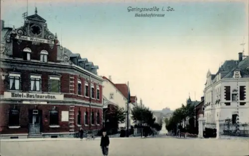Ak Geringswalde Sachsen, Bahnhofstraße, Hotel Wettiner Hof