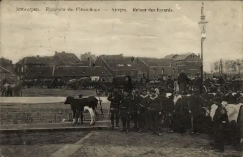 Ak Anvers Antwerpen Flandern, Rückkehr der Flüchtlinge