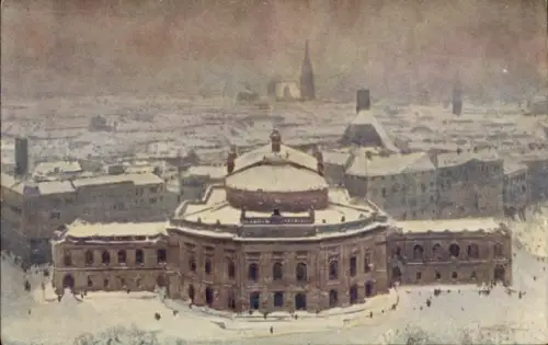 Ak Wien 1 Innere Stadt, Panorama mit Burgtheater, Winter