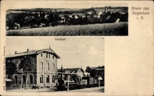 Ak Ziegenhain Nossen in Sachsen, Gesamtansicht, Bahnhof, Gleisseite