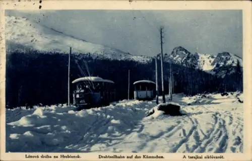 Ak Vysoké Tatry Hohe Tatra Slowakei, Drahtseilbahn auf das Kämmchen