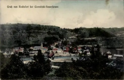 Ak Rodisfort Radošov Kyselka Giesshübl Sauerbrunn Region Karlsbad, Gesamtansicht