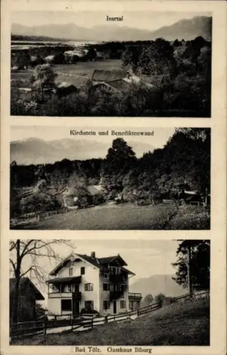 Ak Bad Tölz in Oberbayern, Isartal, Kirchstein, Benediktenwand, Gasthaus Biburg