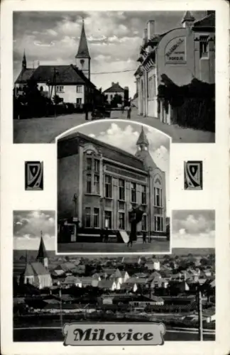 Ak Milovice nad Labem Milowitz Mittelböhmen, Gesamtansicht, Straßenpartie